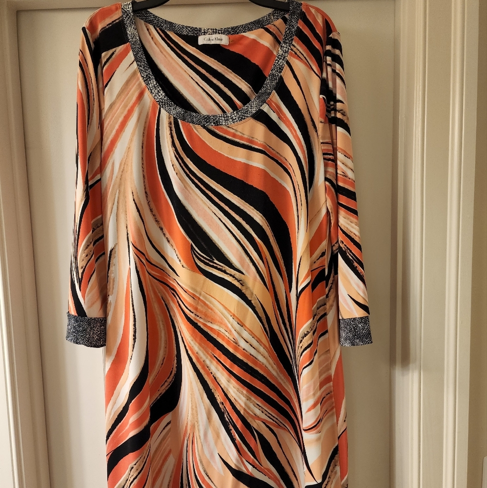 CALVIN KLEIN - ¾ Sleeve Multicolor Dress - Picture 1 of 4
